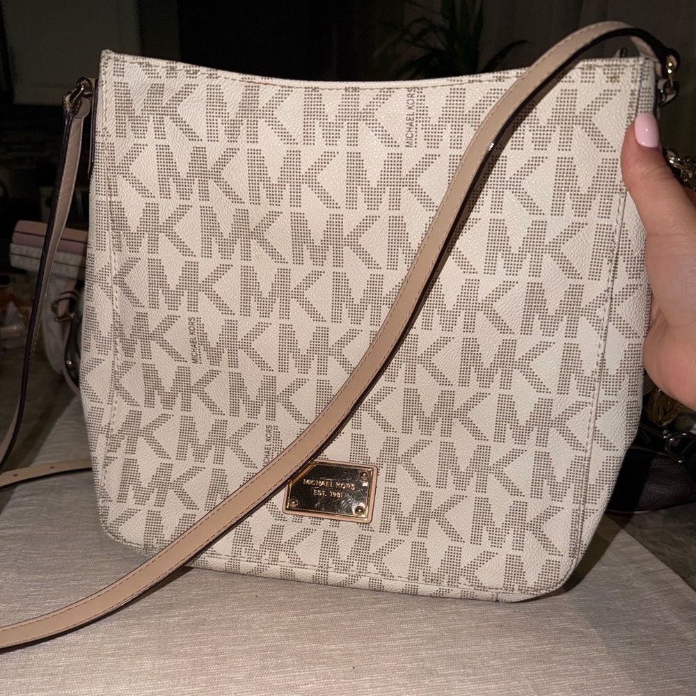 Michael Kors Beige Monogram Crossbody Bag
